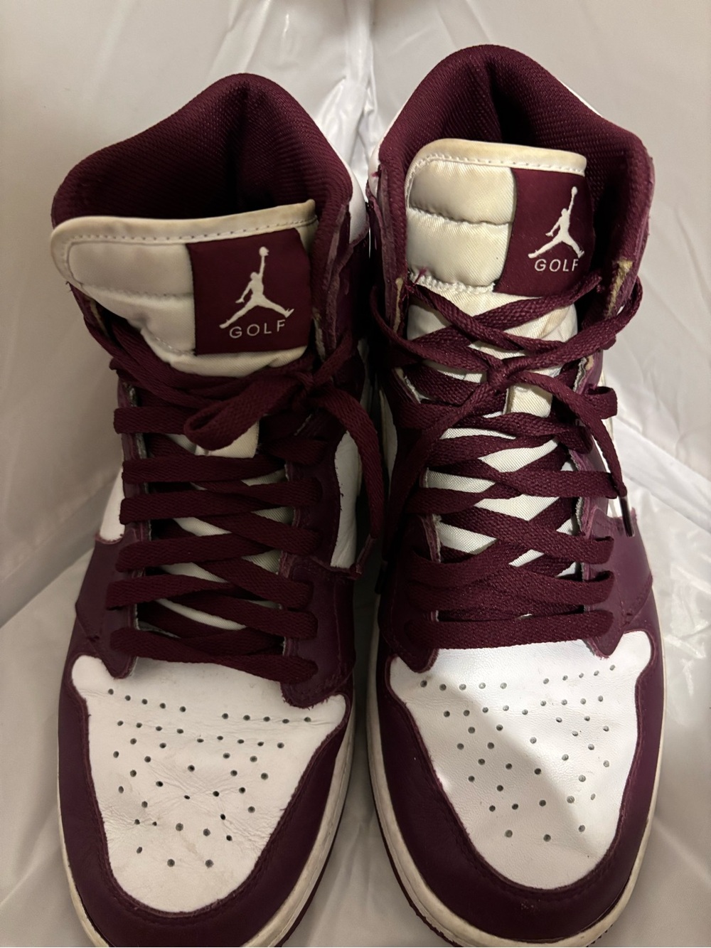 Jordan High-Top Sneakers in Maroon and White